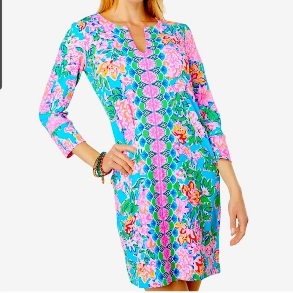 Lilly Pulitzer Floral Midi Dress - Blue and Pink - Picture 6 of 7